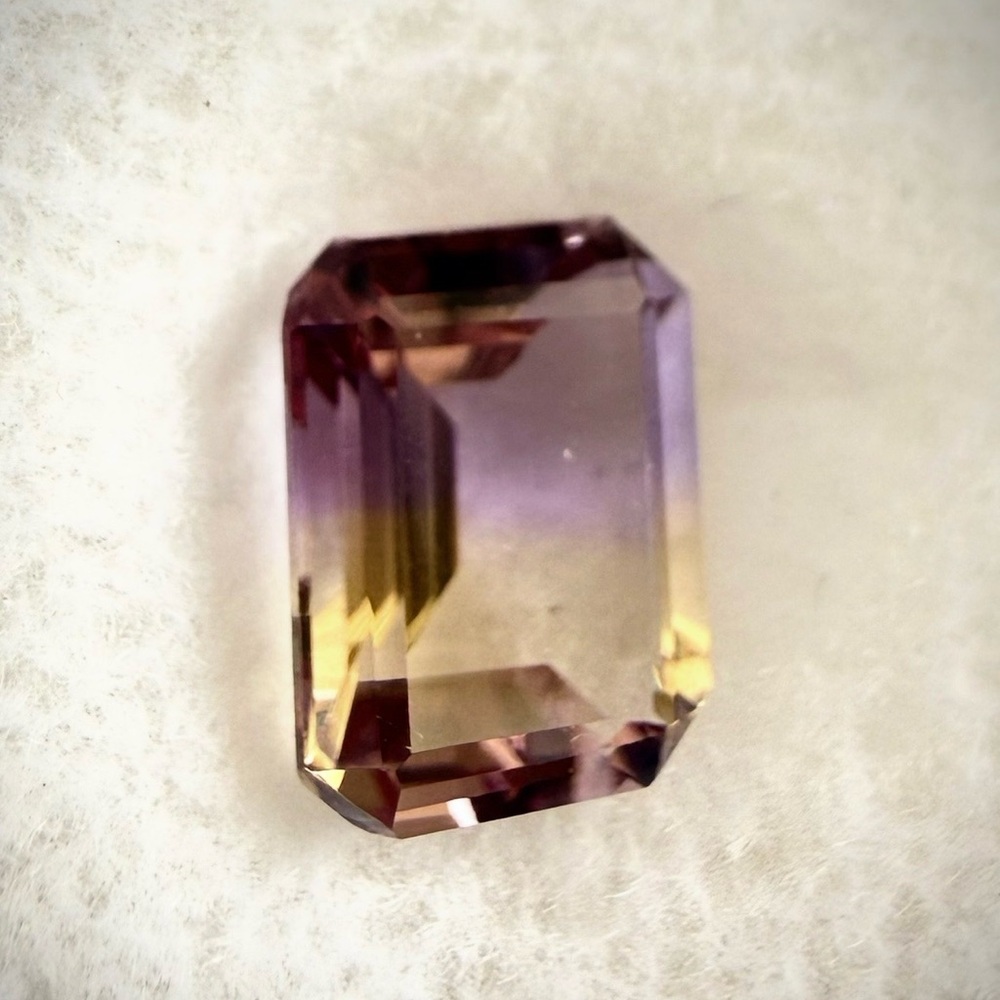 Natural Bolivian Ametrine 2.125 ct Emerald Cut Purple & Gold BiColor Gemstone - Picture 5 of 10